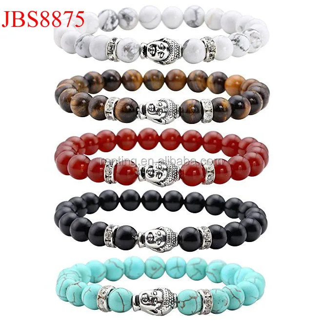 

Semi Precious Gemstone Beads Chakra Antique Silver Buddha Healing Energy Stone Bracelet