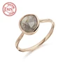 irregular shaped multifaceted Labradorite gemstone ring Gold Plated 925 Sterling Silver