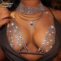 

2018 Dvacaman Hot Selling DD8 rhinestone sexy bra chain body jewelry