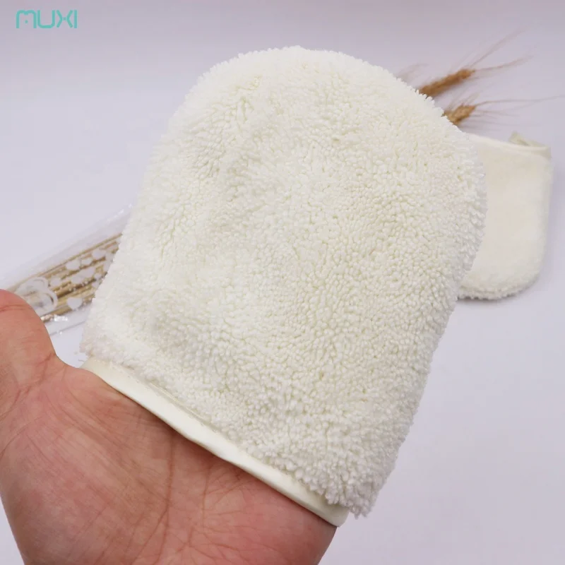 

Microfiber Makeup Remover Glove Facial Cleaning Cloth Reusable, White and customized