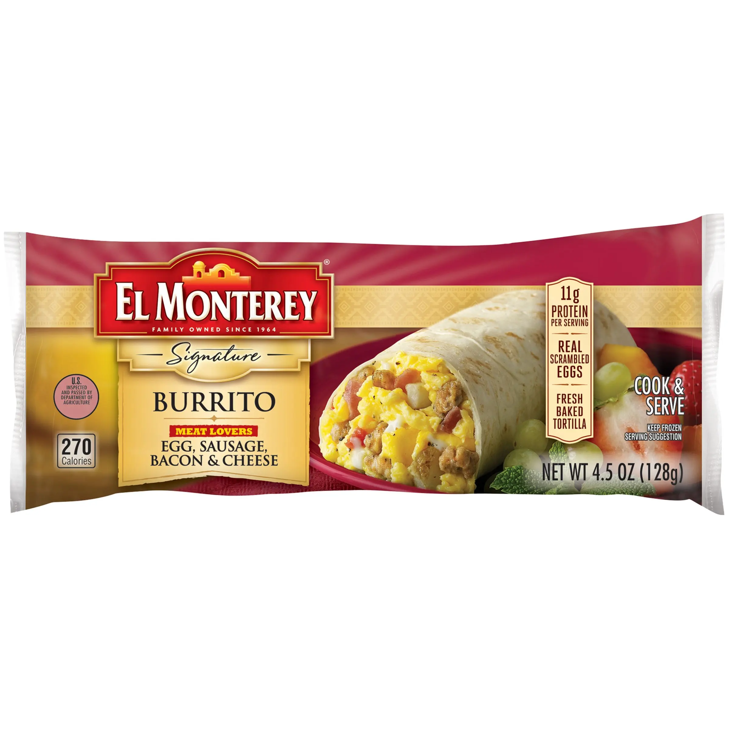 Buy El Monterey Signature Meat Lovers Breakfast Burrito Frozen Egg Sausage Bacon And Cheese Breakfast Burrito Made With Scrambled Eggs And A Fresh Baked Tortilla Perfect For A Quick Breakfast In
