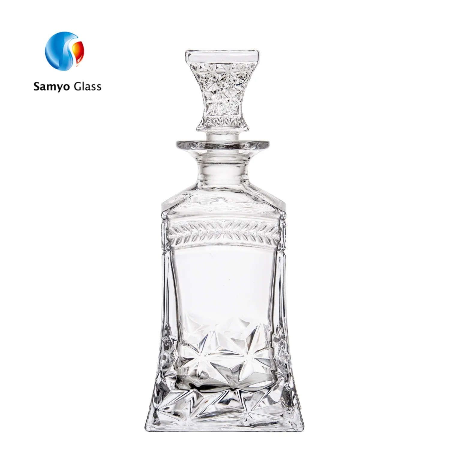 Wholesale Frosted Clear Decorative Blown Fancy Liquor Glass Wine