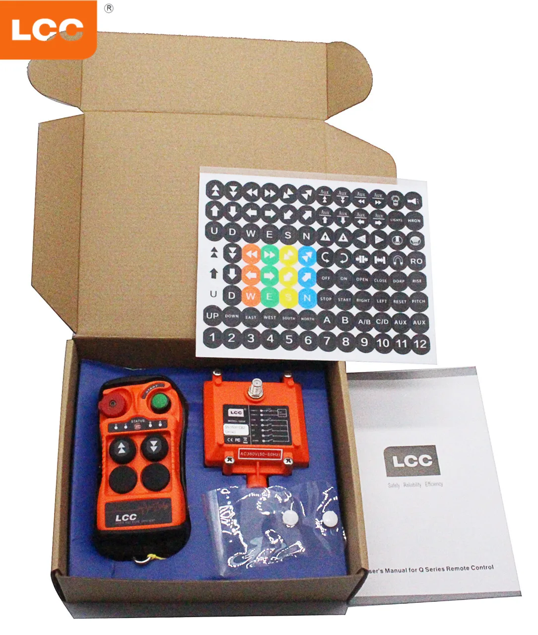 

LCC Q200 Rotary Tower crane 100m Overhead crane radio remote control, Orange and black