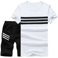 

New Summer Men Set 2PC Sporting Suit Short Sleeve T shirt+Shorts Two Piece Set Sweatsuit+Pants