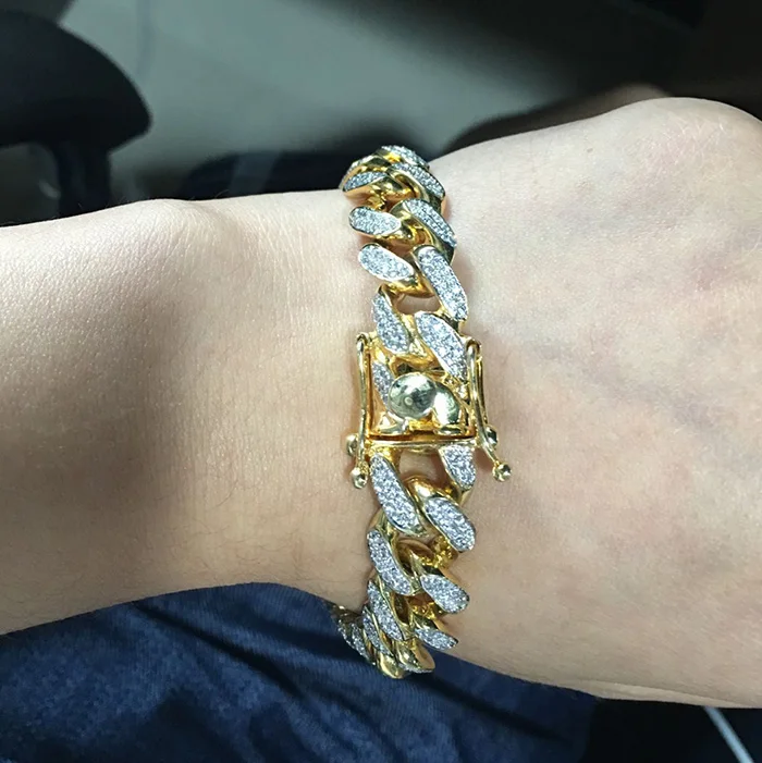 

CZ Cuban Link Plated Gold Charm Bracelet Designs for Men