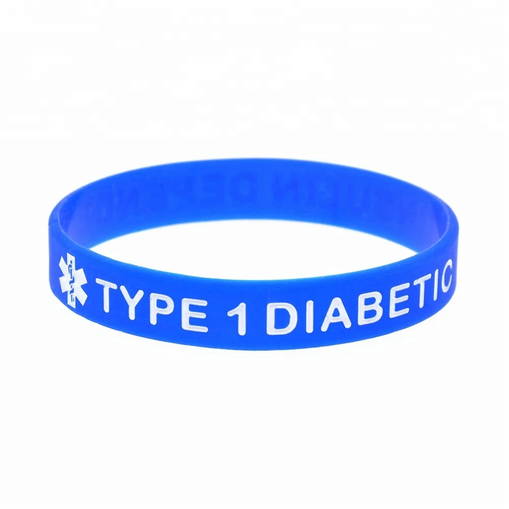 

Wholesale 50PCS/Lot Type 1 Diabetic Insulin Dependent Silicone Wristband Bracelet, Multicolours
