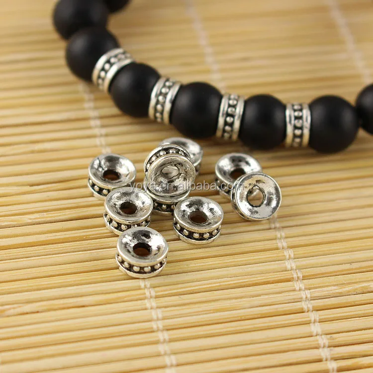 

JS1201 Hot sale antique silver spacer beads,metal heishi beads,men's bracelet metal supplies