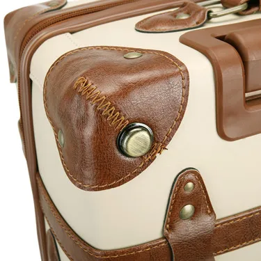 Retro style travel luggage set pu leather pink decorative case vintage suitcase