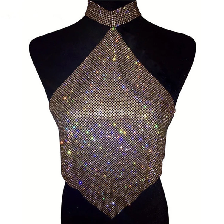 

ODM Sexy Bra Chain for Women Dance Dress Vest Rhinestone Body Jewelry Original Design Statement Bikini Body Jewelry Wholesale
