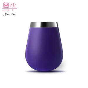 Image of Insulated Wine Tumbler with Lid 14oz Stainless Steel Egg Shaped Wine Tumblers Cup