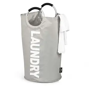 Image of QJMAX Wholesale Large Size Bathroom Collapsible Cotton Canvas Fabric Laundry Hamper Basket