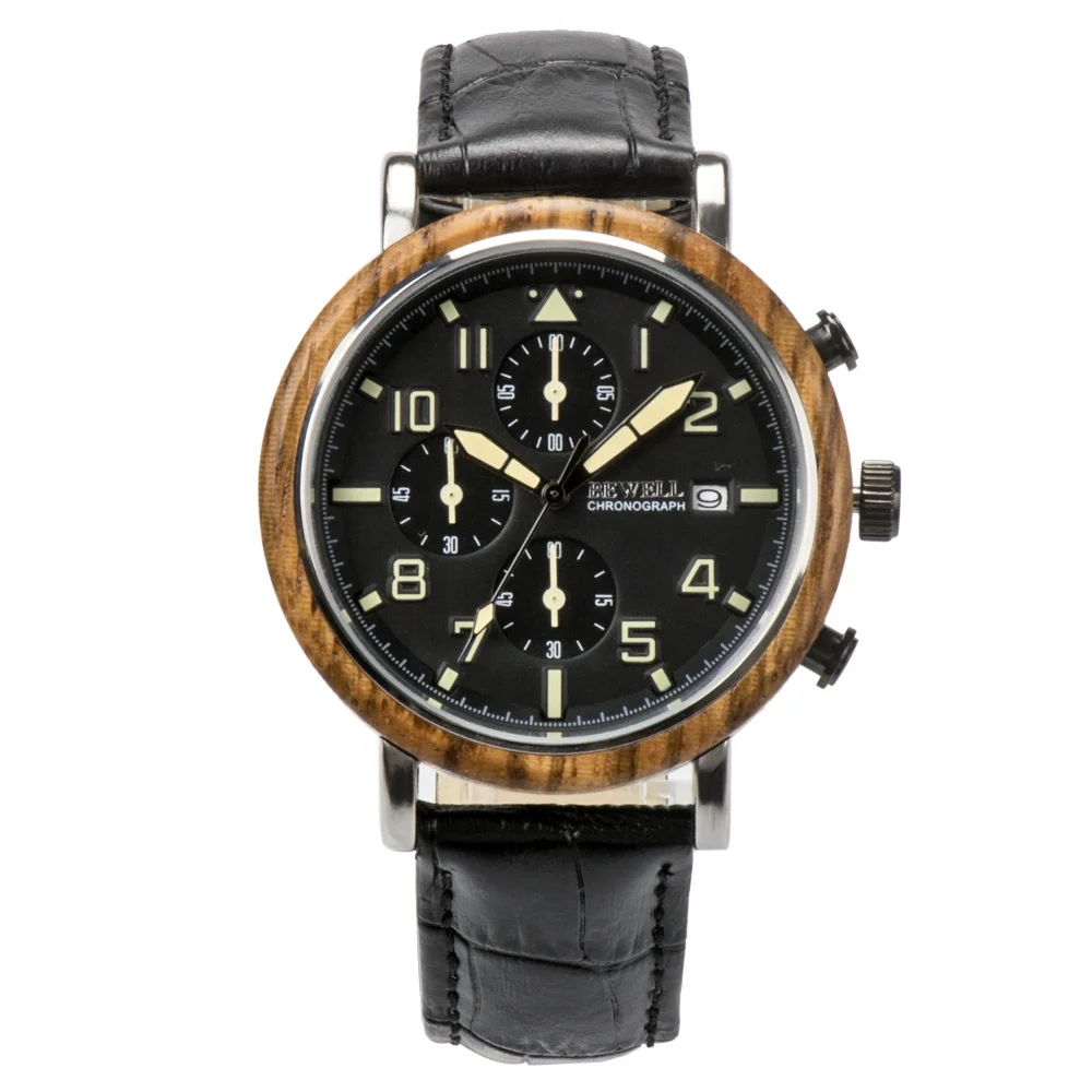 

Luxury Premium Leather Stainless Steel Quartz Wood Watches Men Wrist