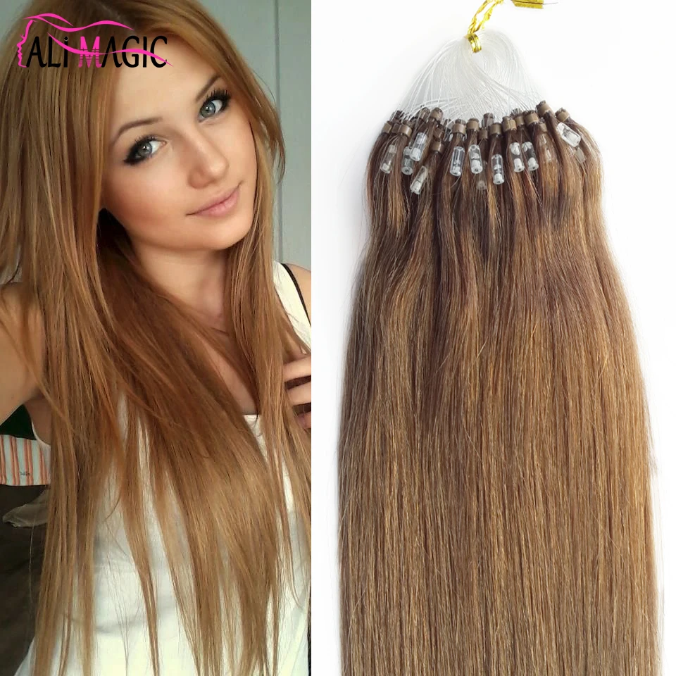 

Ali Magic Hair Wholesale Indian Human Hair Light Brown Nano Micro Loop Hair Extensions, N/a