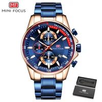 

MINIFOCUS Luxury Brand Men Watches Stainless Steel Fashion Men's Wristwatch Quartz Watch Mens Waterproof Relogio Masculino Blue