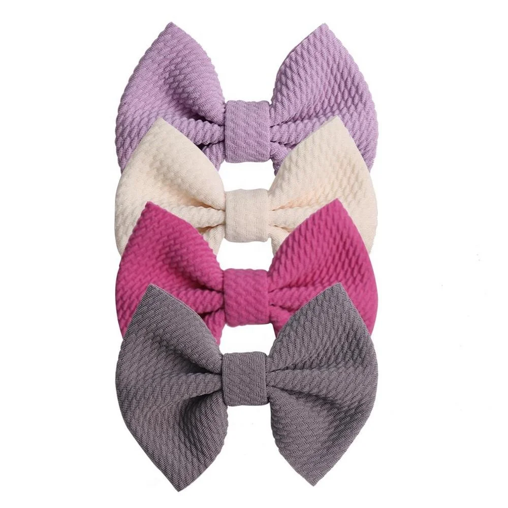 

4"Solid Color Bow Custom Baby Girl Soft Headband Fancy Barrette Sweety Hair Accessories For Party, 15 colors