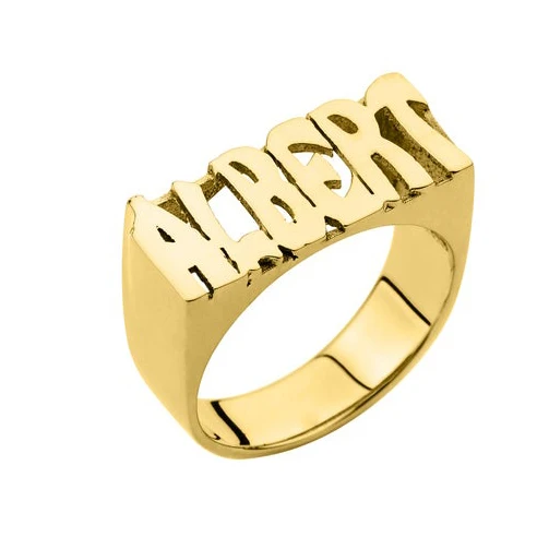 

Shangjie Block Letter Personalized 14k Gold Name Ring Custom Rings