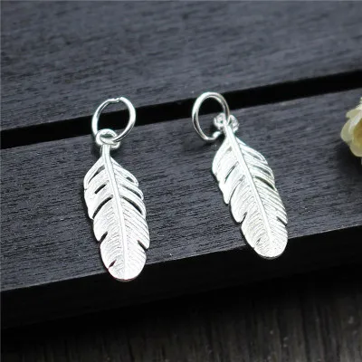 

100% 925 Sterling Silver Vintage Feathers Charm Pendant fit Women Charm Bracelet DIY Jewelry Making