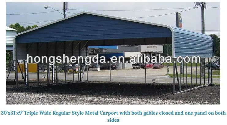 30 31 9 Triple Wide Regular Style Metal Carport With Both