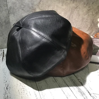 leather beret cap