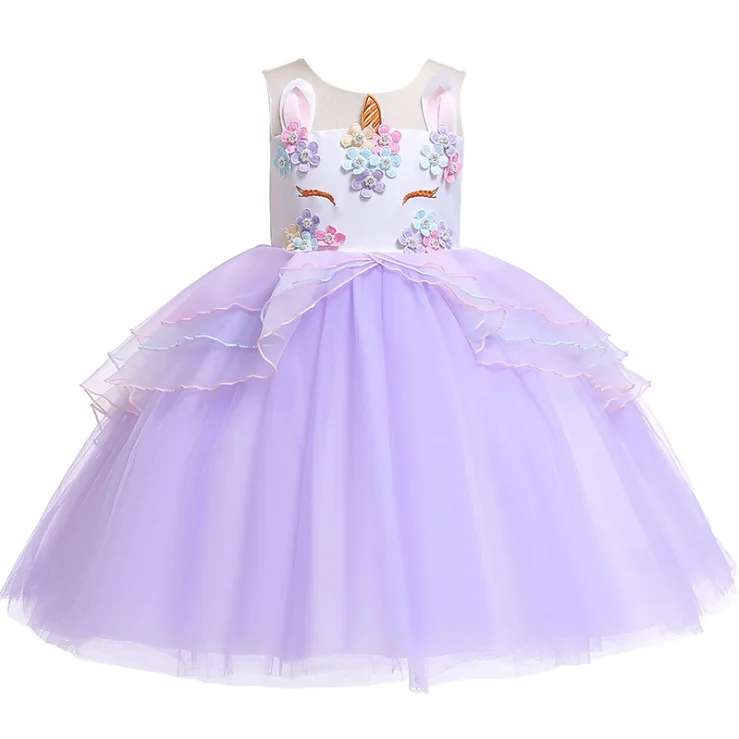 

Children clothes ball gown girls unicorn party dress DP2074