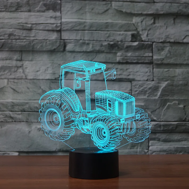 Tractor Shape Night Light LED 7 Color Changing 3D Visual lamp LED USB Desk Table Lamp For Kid& s Gift Toy