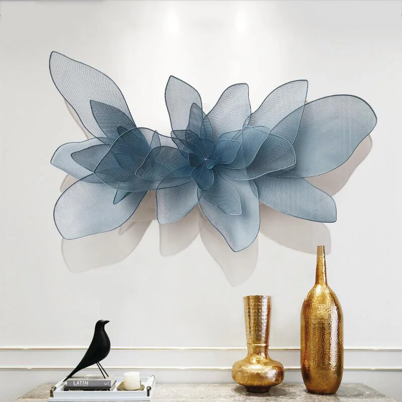 

3D Iron Blue Blossom Flower Wall Arts Metal Decoration, Customized color