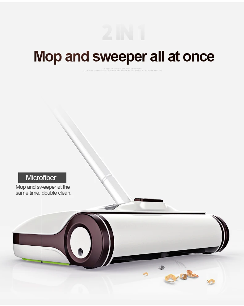 Newly design manual magic carpet sweeper with mop function