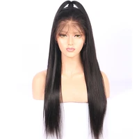 

Long straight black synthetic lace front wig