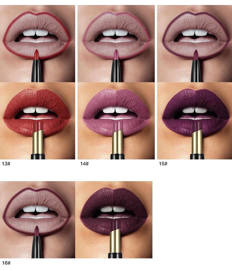 Pudaier 16 Colors 2 In 1 Lip Liner Pencil Lipstick Lip Beauty Makeup Waterproof Double