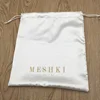 Soft And Shinny White Silk Drawstring Pouch For Packaging