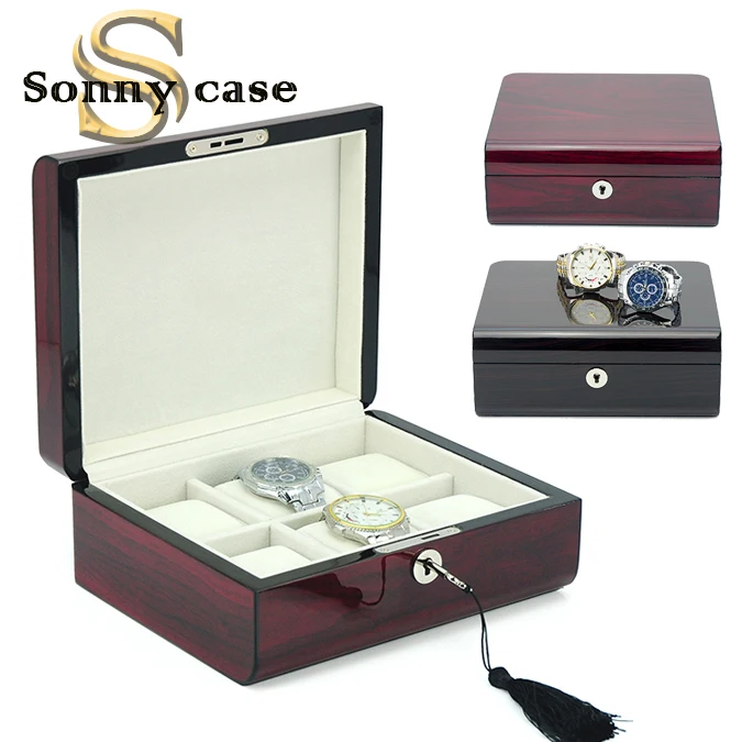 

Hot Spot Supply Top Quality 6 Slots Cherry Wooden Watch Gift Box