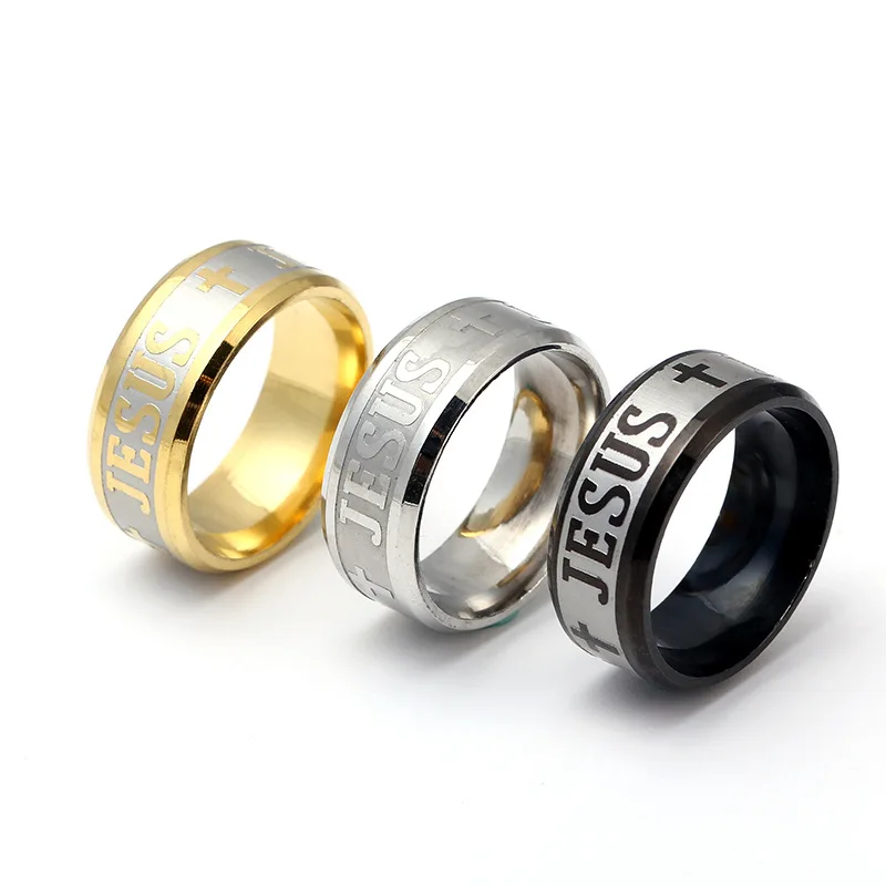 

Christmas Gifts Stainless Steel Jewelry Wholesale Jesus Rings Gold Cross Ring For Men, Multi