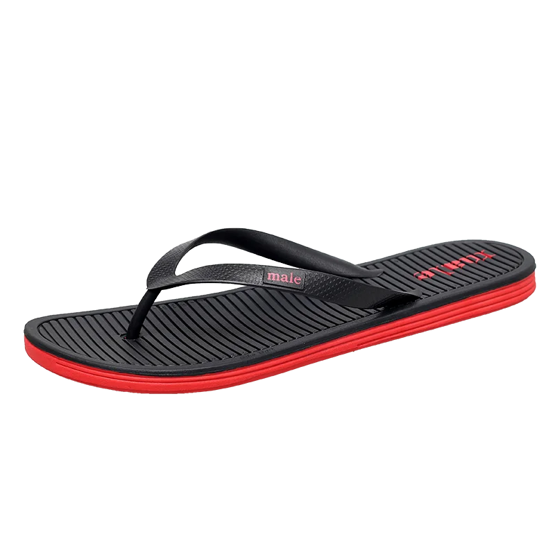 

simple and durable man outdoor summer PVC slippers, Black/blue,black/red,black/white,same as photos