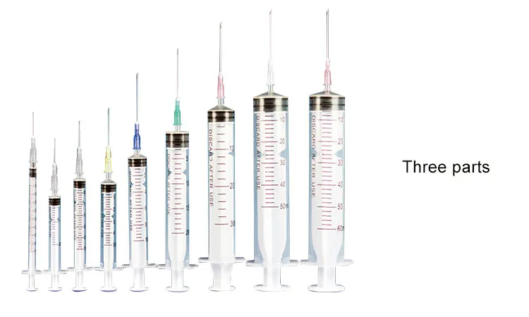 Sterile 3 parts disposable syringe medical 1ml/2ml/3ml/5ml/10ml luer lock syringe