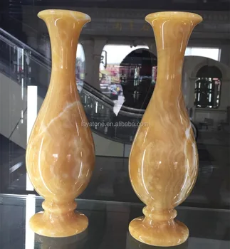 Honey Onyx Marble Yellow Vase