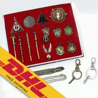 

Harry Jewelry Necklace Accessories Magic Wand Set Accessory Potter Vintage Keychain Hogwarts House Badge Academy of Wizardry
