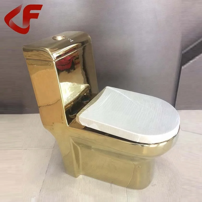 Luxe sanitaires céramique toilettes vrai spectacle placage de couleur dorée toilette bol A-321