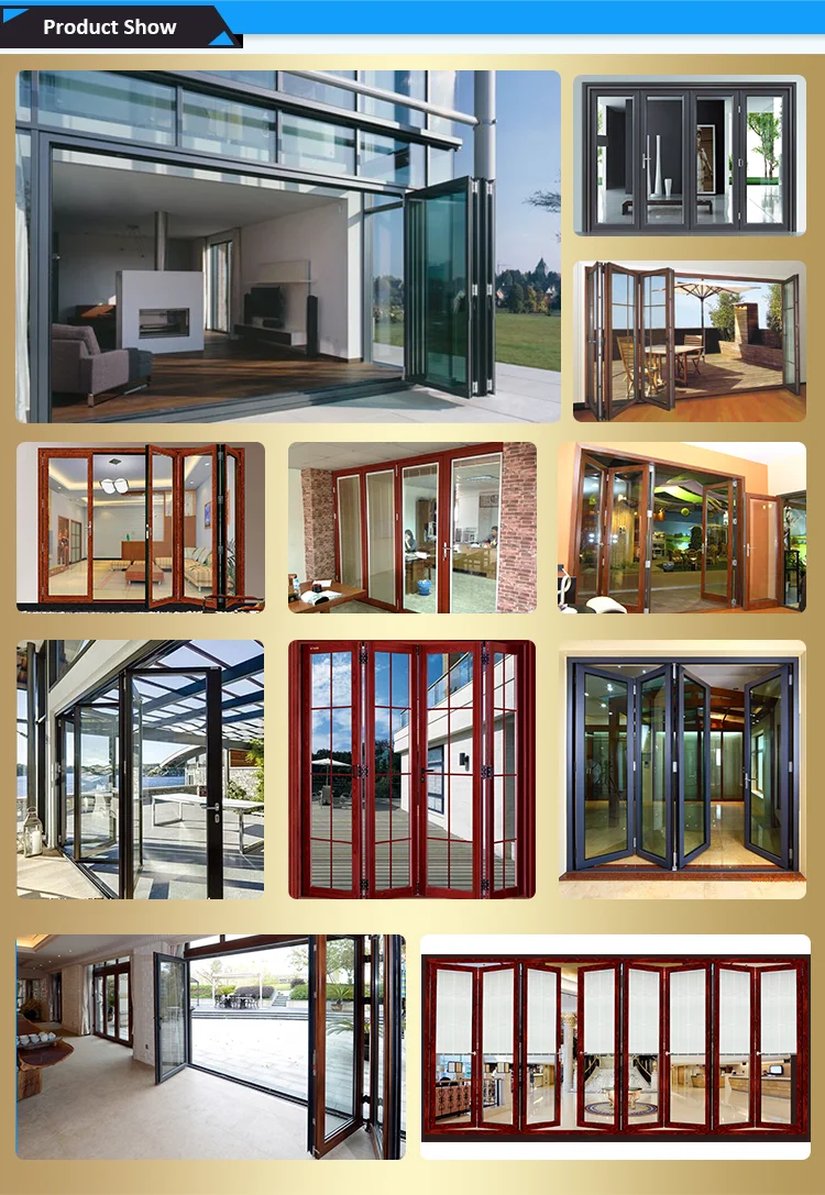 China Supplier Laundry Room Bifold Doors German System Commercial Transparent Folding Door
