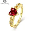 Unique Luxury Crystal Wedding Ring Real 18K Rose Gold Plated Red Zircon Love Wedding Rings For Women Jewelry