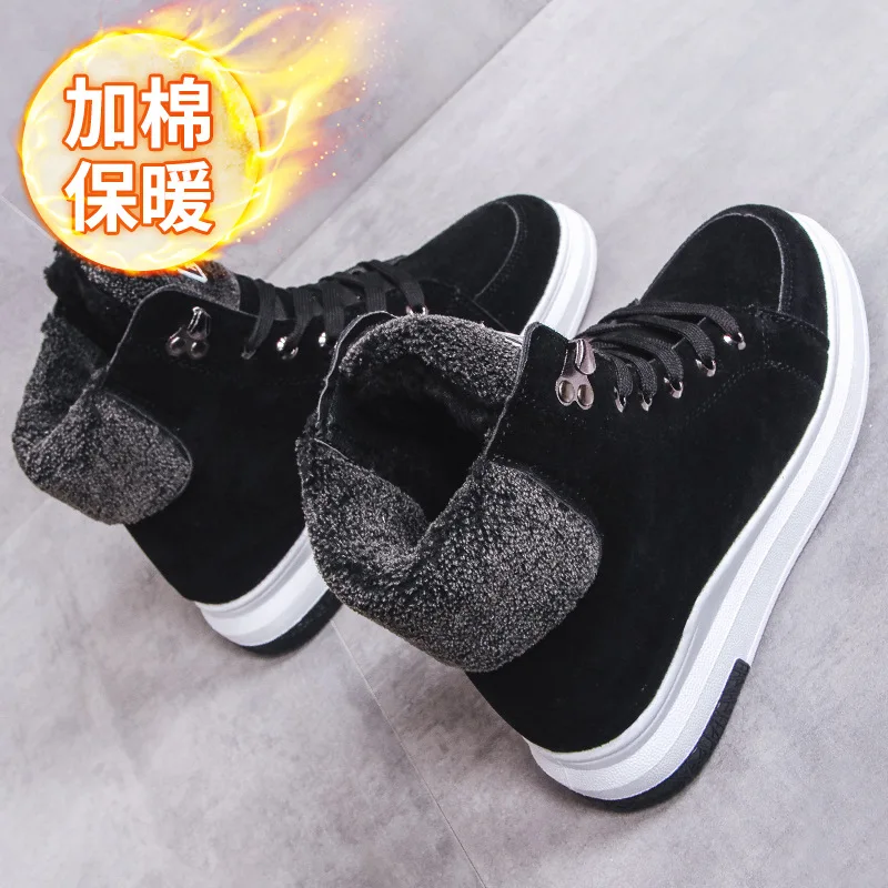 
lace up style woman winter boot Suede upper winter outdoor high top sneakers wholesale 