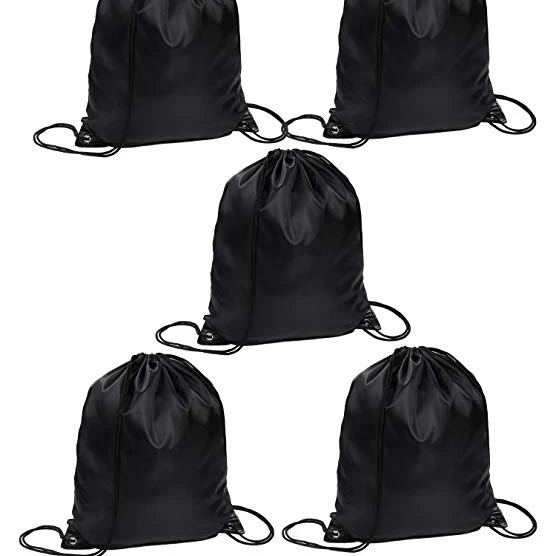 

5 Pieces Drawstring Tote Sack Bag Cinch Gym Bags Storage Backpack Black, Pantone color