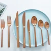 Matte Polish 5 star Cutlery Copper PVD Stainless Steel Flatware Set Rose gold Tableware