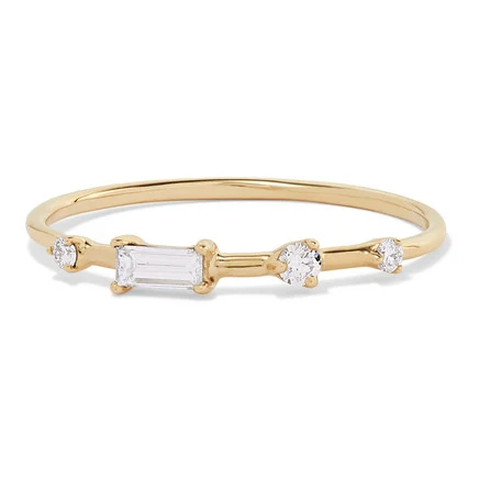 

S925 silver gemstone gold jewelry design engagement baguette ring, N/a