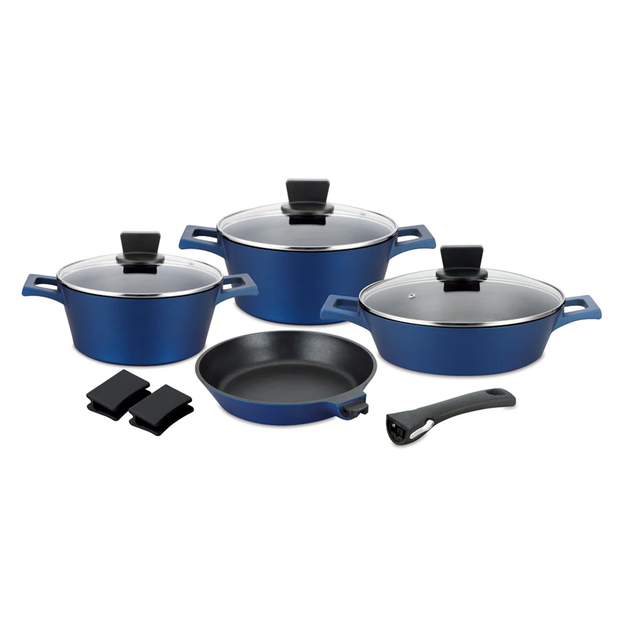 
Flash Sale Product 10pcs die casting non stick detachable induction fry pan set non stick cookware set cooking pot set  (60825557136)