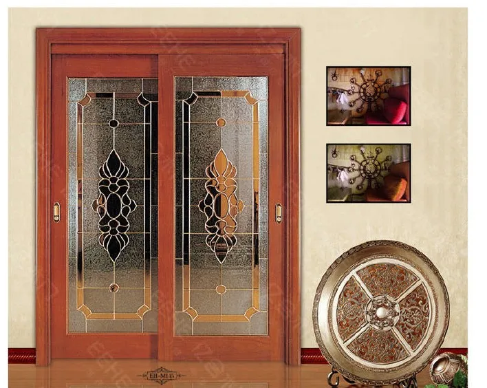 
MDF wood special figure tempered glass hotel office door 