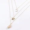 G1680 Real gold plated Natural shell three layered necklace sea shell layered chokers necklace for women