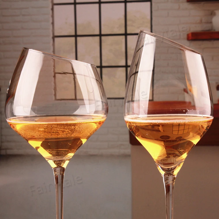 Fancy Novelty Stemware Bulk Crystal Goblet Custom Angled Rimed Bordeaux