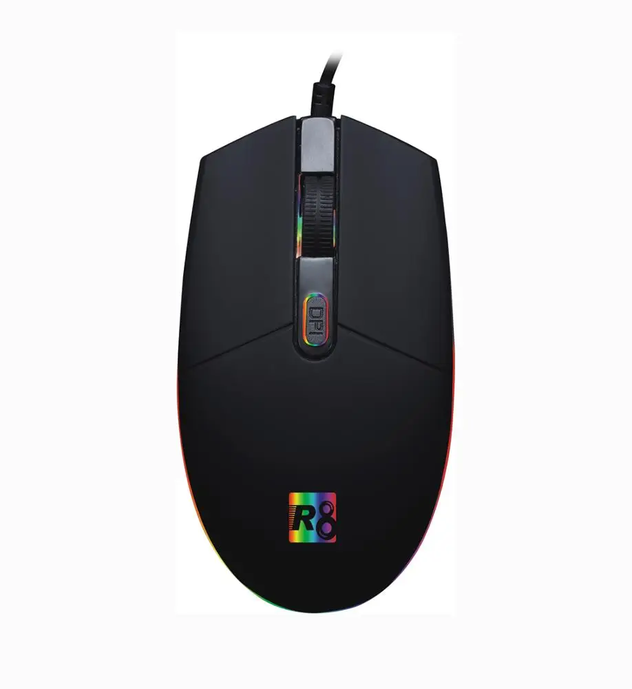 

R8 Wholesale1605 4D Buttons 2400DPI OEM RGB Gaming USB Wired Optical Mouse, Black