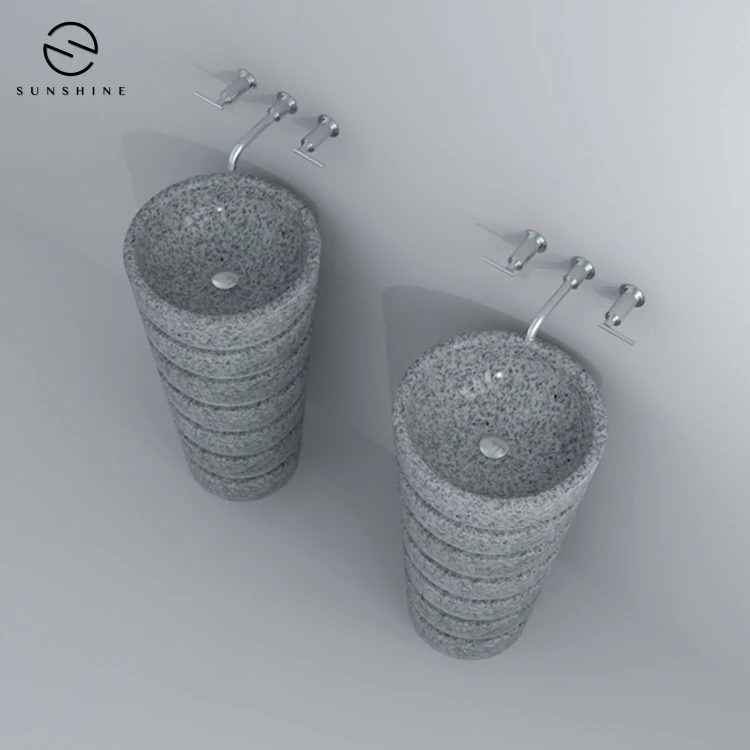 G603 Light Grey Granite Pedestal Sinks,Cheap Granite Free Standing