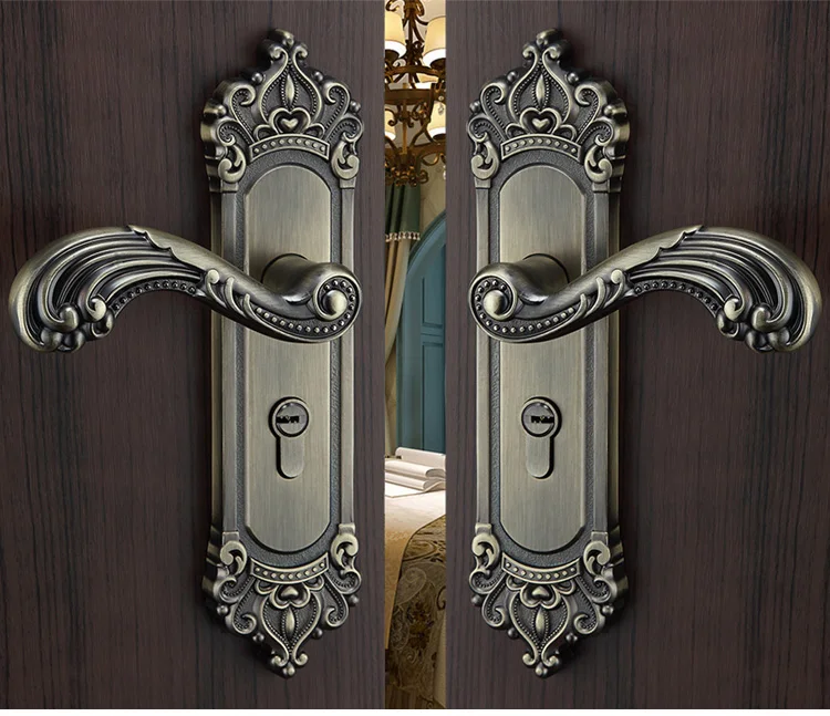 Antique designs retro brass handle luxury design door lock
